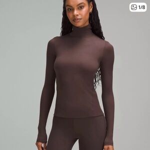 Lululemon Wundermost Ultra-Soft Nulu Long-Sleeve Turtleneck Top Sz XL Brown